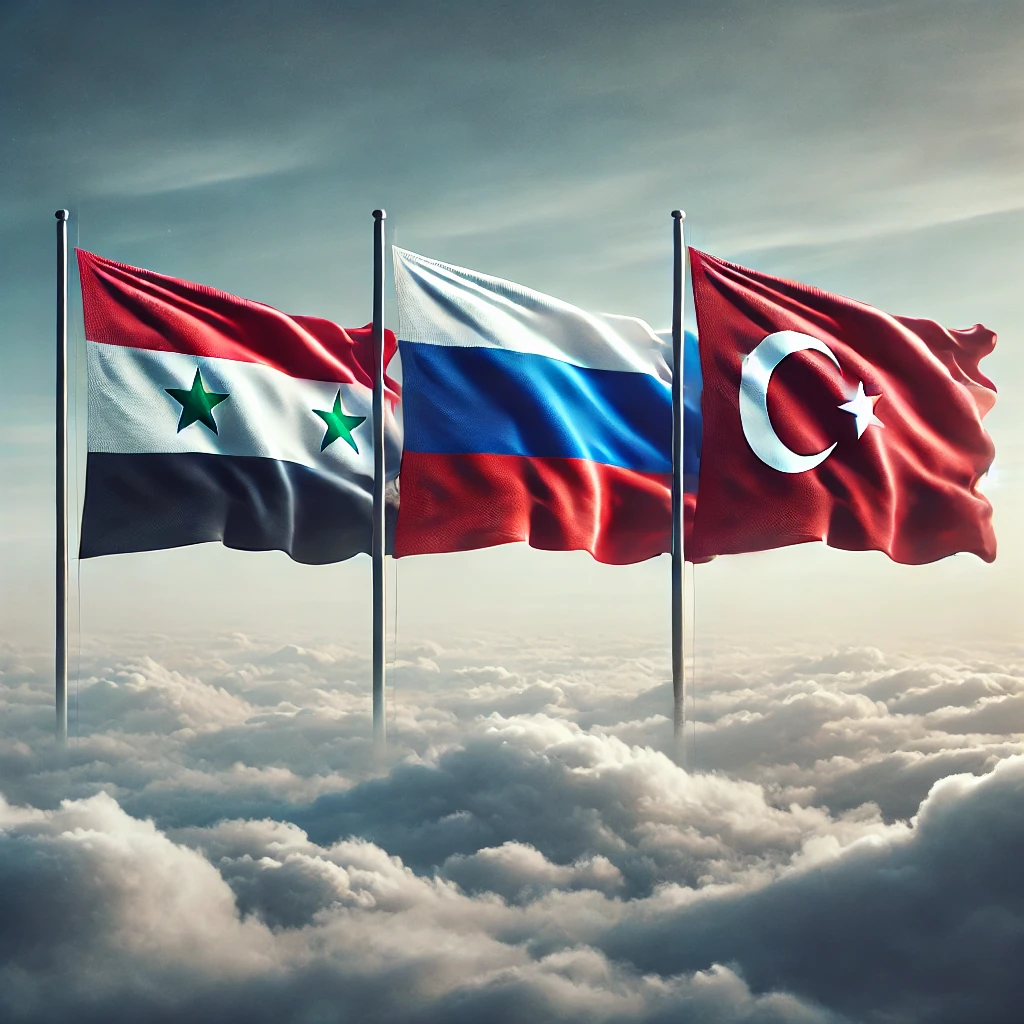 Flags of Syria & Russia & turki 